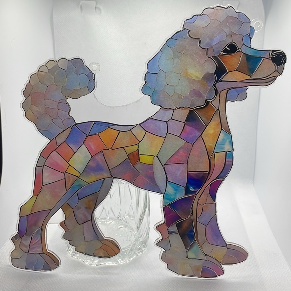 Suncatcher Acrylic White Poodle Dog 8” x 7” New Gifts Home Decor